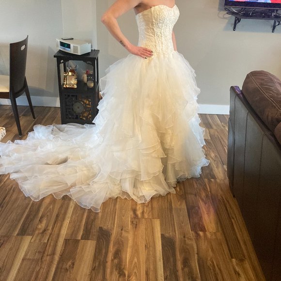 Oleg Cassini Ivory Wedding Dress, Size 8-10 (medium) - Picture 2 of 5